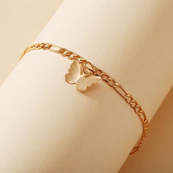 NEW | Butterfly Pendant Charm Chain Bracelet Gold - Picture 3 of 3